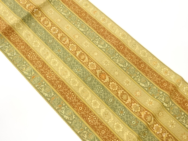 JAPANESE KIMONO / NAGOYA OBI / CHIUZEN HAKATA / WOVEN ARABESQUE FLOWER 